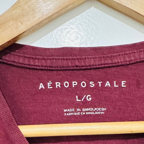 Aeropostale | Burgundy Crew Neck Short Sleeve Tee 100% Cotton | Women’s Large - Picture 3 of 6